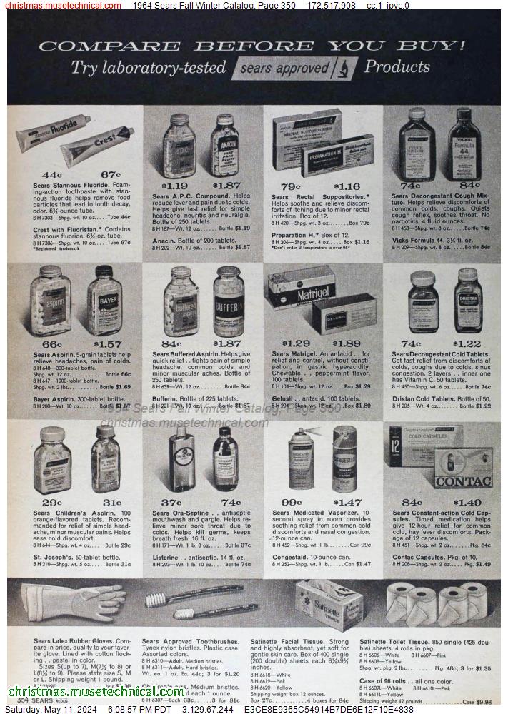 1964 Sears Fall Winter Catalog, Page 350