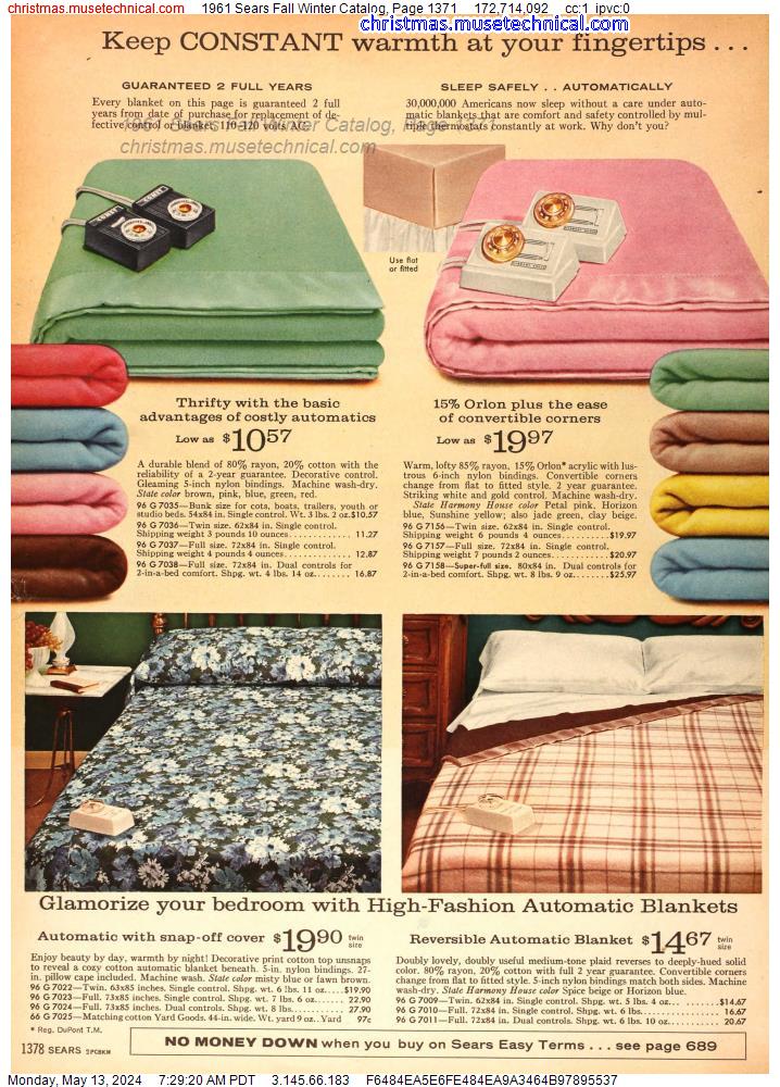 1961 Sears Fall Winter Catalog, Page 1371