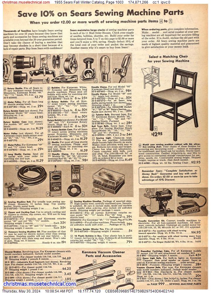 1955 Sears Fall Winter Catalog, Page 1003