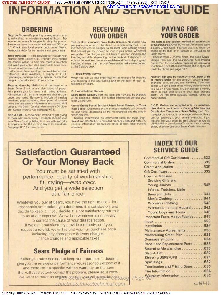 1983 Sears Fall Winter Catalog, Page 627