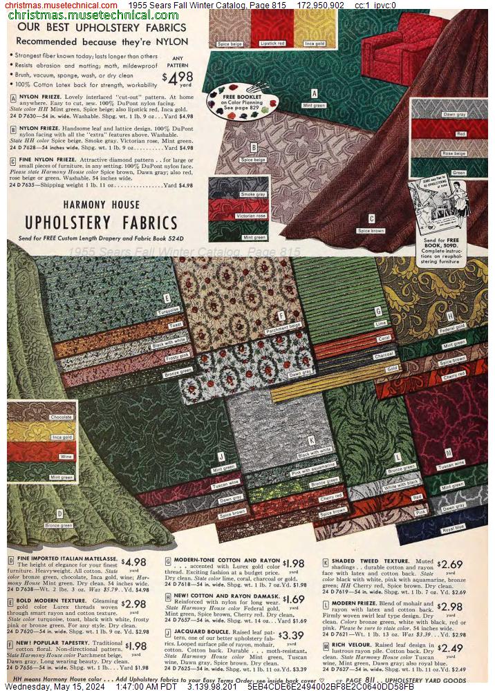 1955 Sears Fall Winter Catalog, Page 815