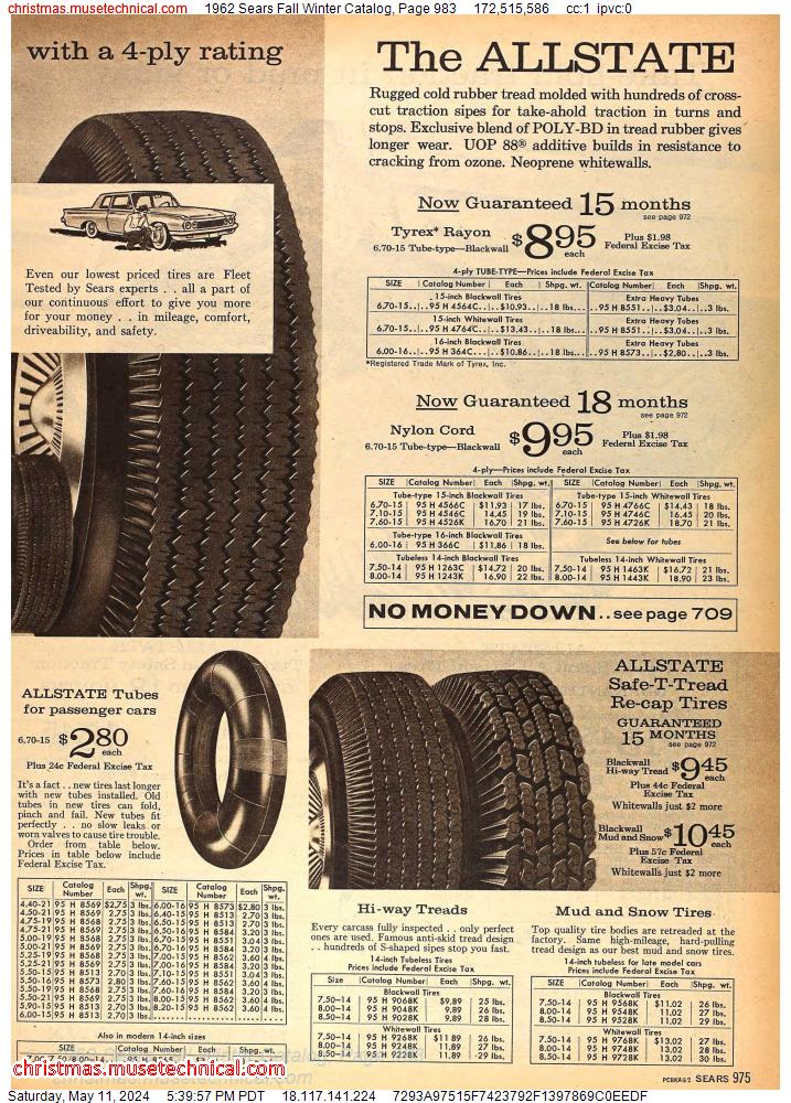 1962 Sears Fall Winter Catalog, Page 983