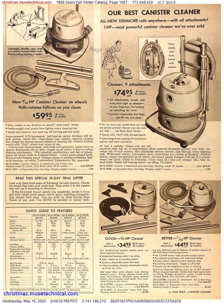 1956 Sears Fall Winter Catalog, Page 1061