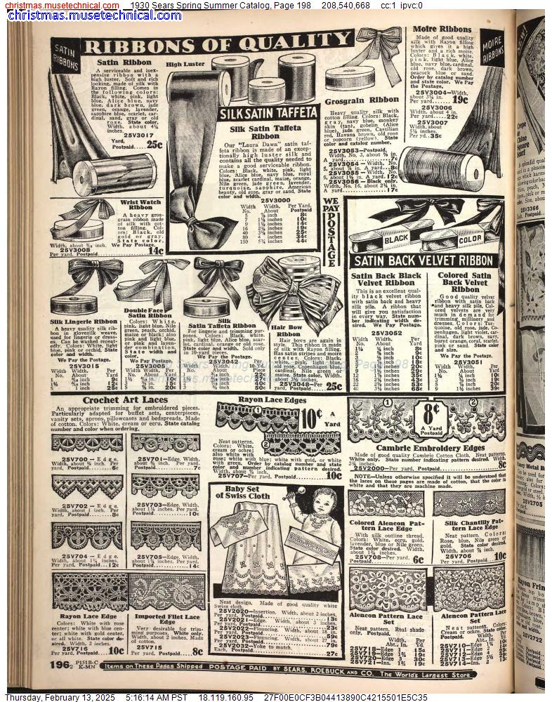 1930 Sears Spring Summer Catalog, Page 198