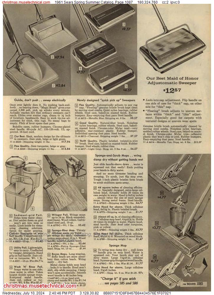 1961 Sears Spring Summer Catalog, Page 1087