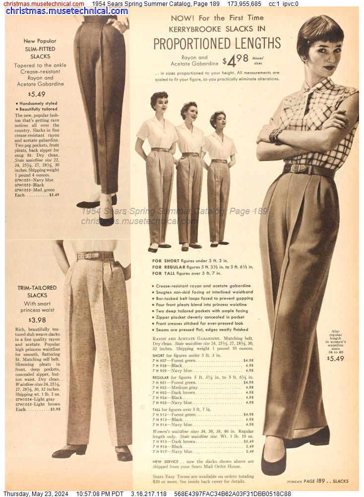 1954 Sears Spring Summer Catalog, Page 189