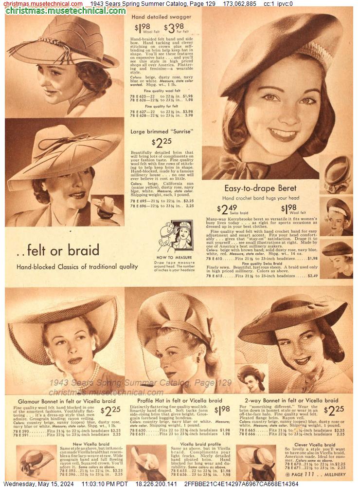 1943 Sears Spring Summer Catalog, Page 129
