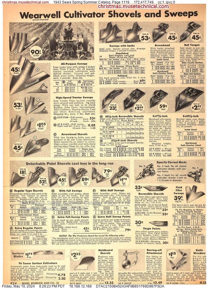 1943 Sears Spring Summer Catalog, Page 1119