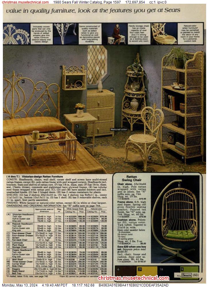 1980 Sears Fall Winter Catalog, Page 1597