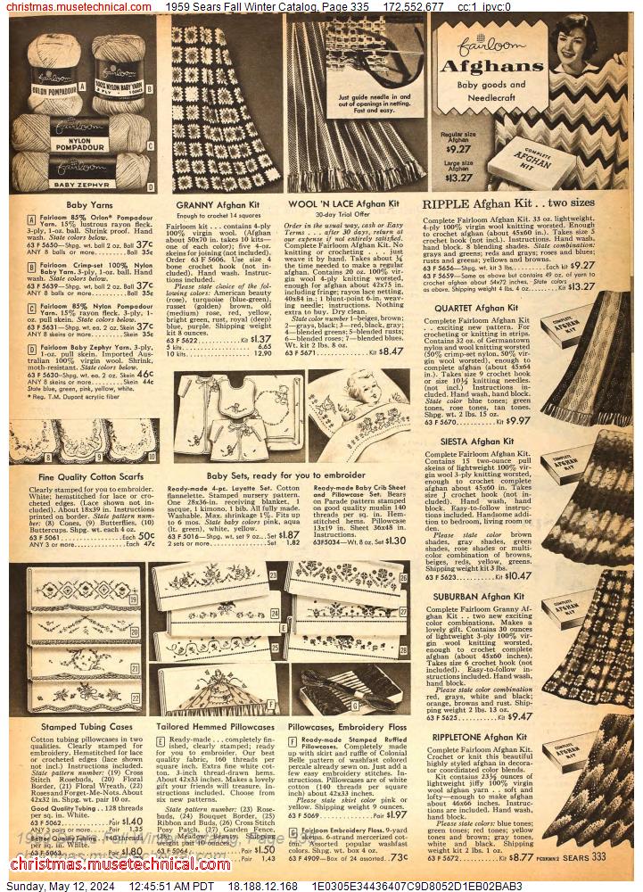 1959 Sears Fall Winter Catalog, Page 335
