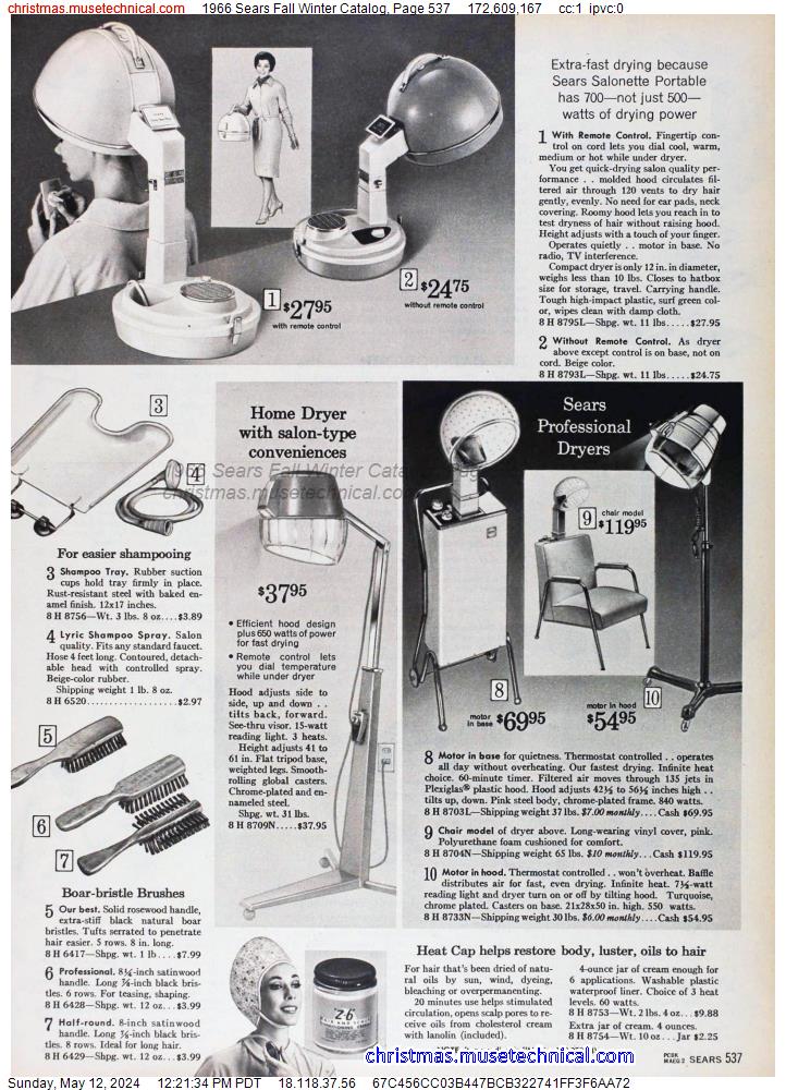 1966 Sears Fall Winter Catalog, Page 537