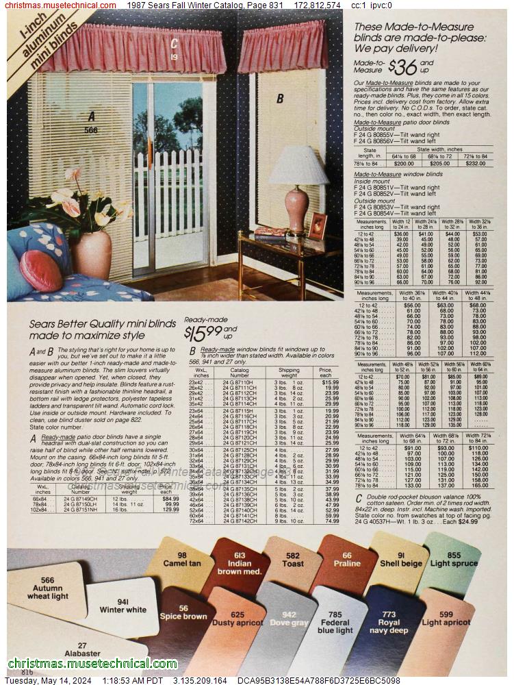 1987 Sears Fall Winter Catalog, Page 831