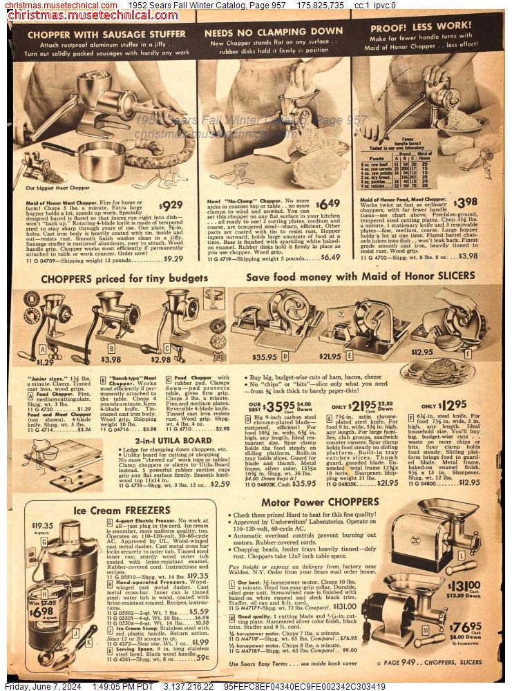 1952 Sears Fall Winter Catalog, Page 957