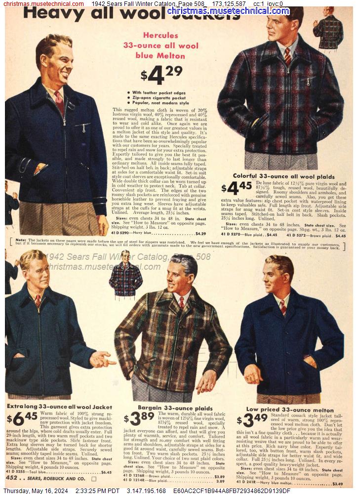 1942 Sears Fall Winter Catalog, Page 508