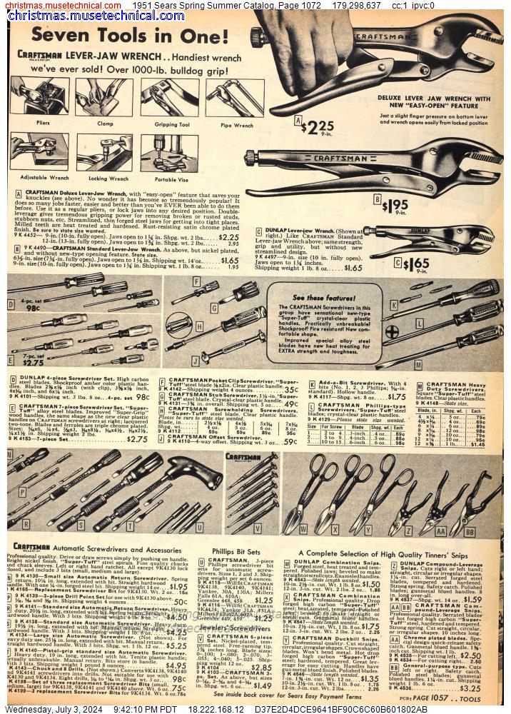 1951 Sears Spring Summer Catalog, Page 1072