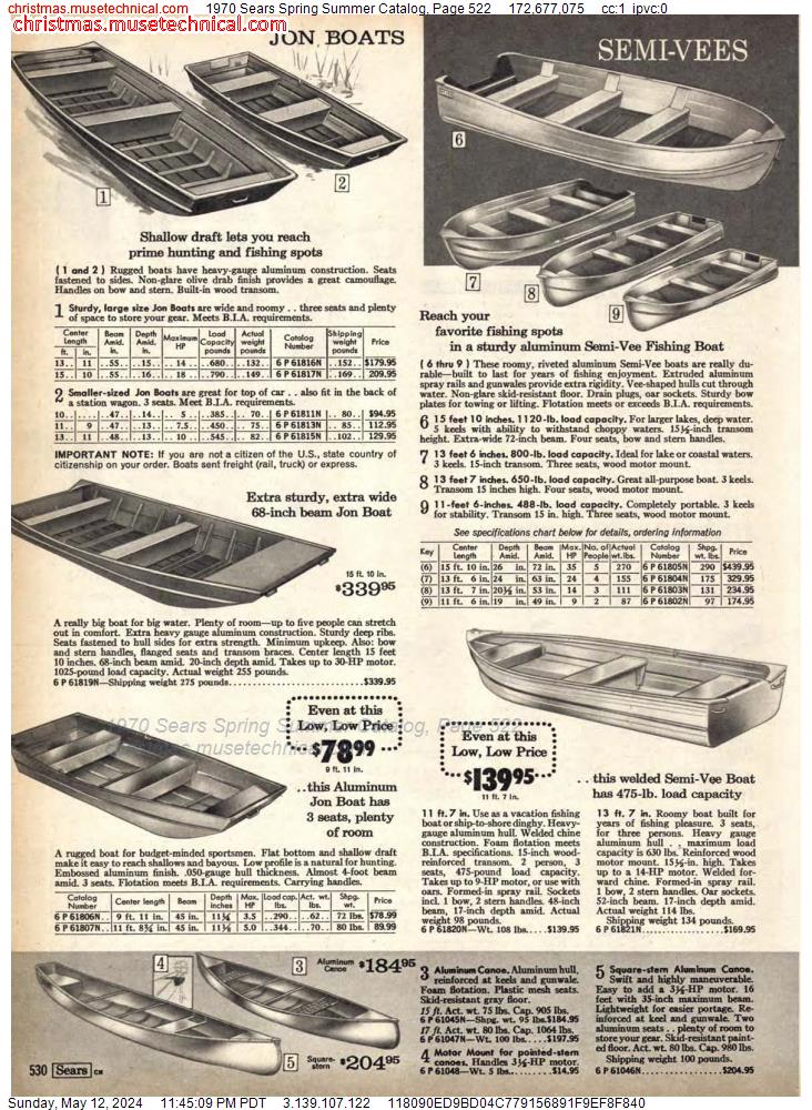 1970 Sears Spring Summer Catalog, Page 522