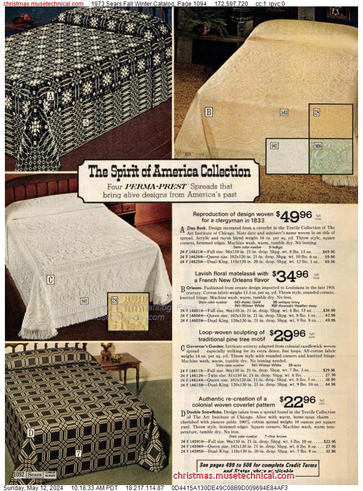 1973 Sears Fall Winter Catalog, Page 1094
