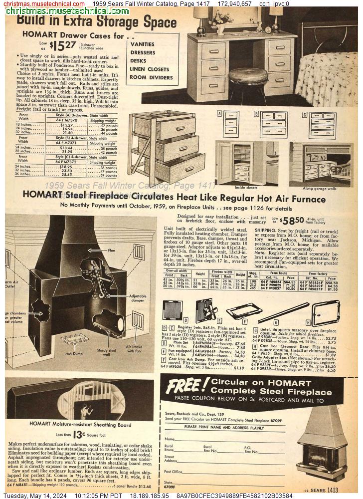 1959 Sears Fall Winter Catalog, Page 1417