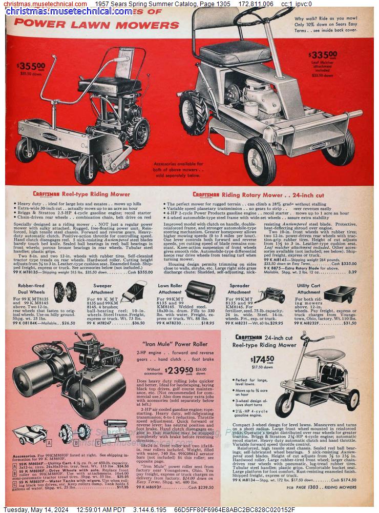 1957 Sears Spring Summer Catalog, Page 1305