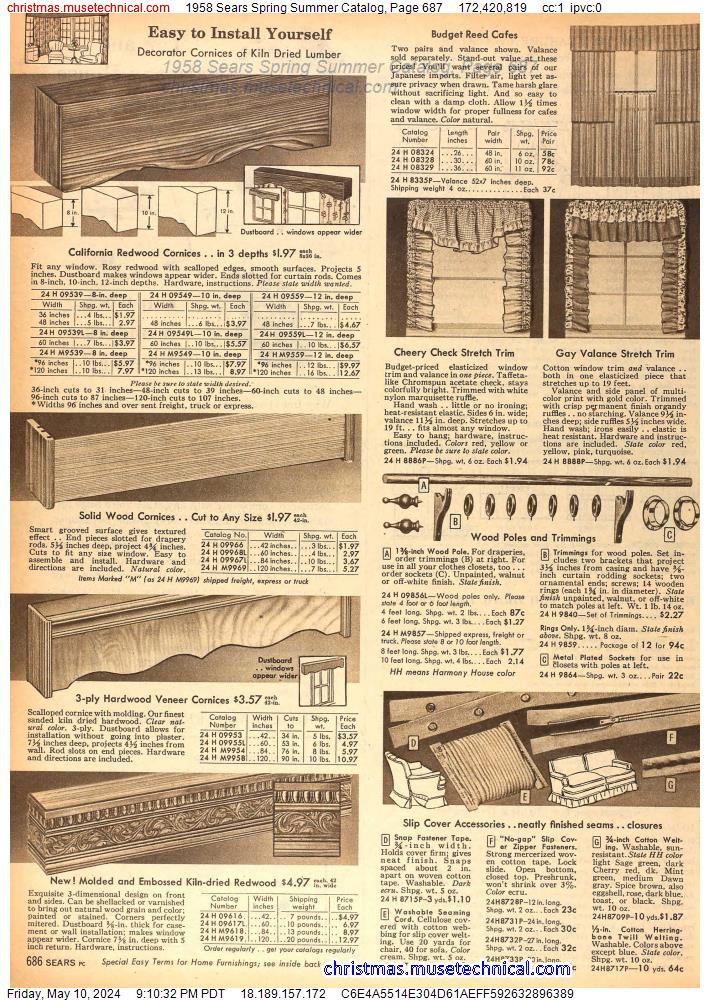 1958 Sears Spring Summer Catalog, Page 687