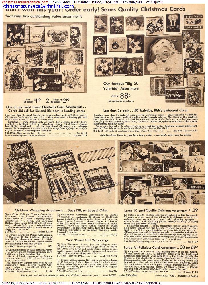 1956 Sears Fall Winter Catalog, Page 719