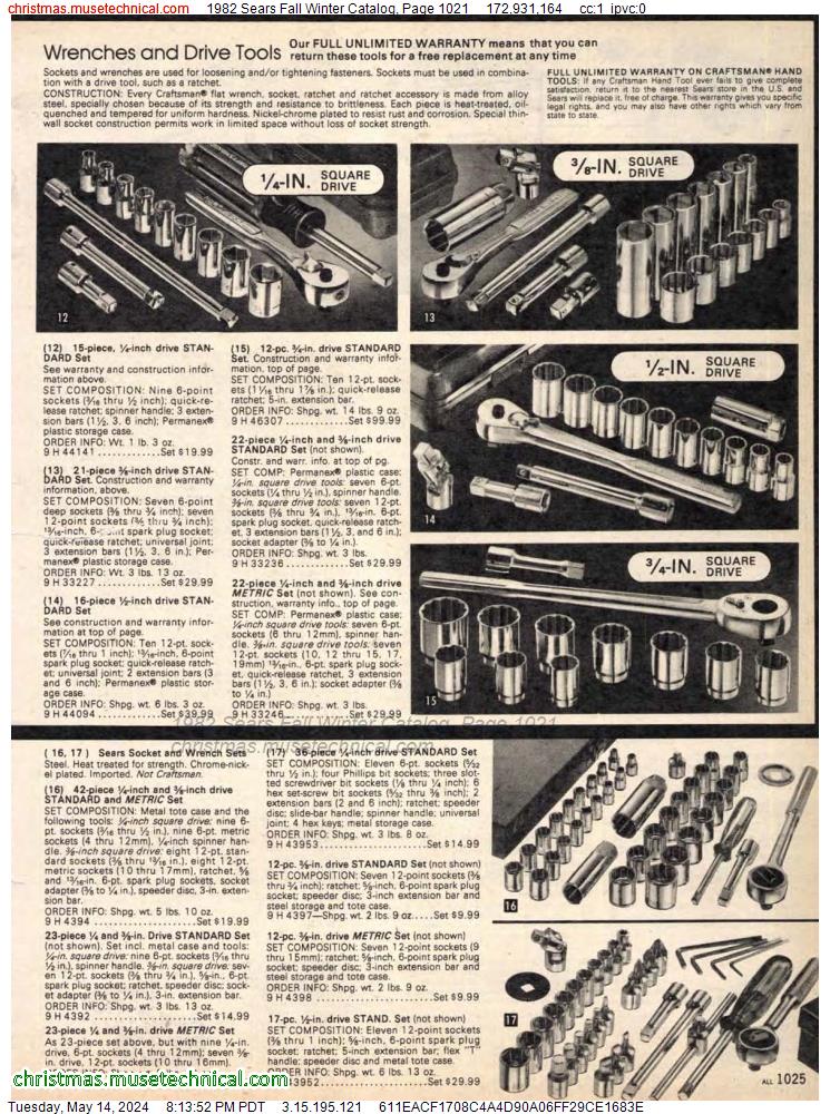 1982 Sears Fall Winter Catalog, Page 1021