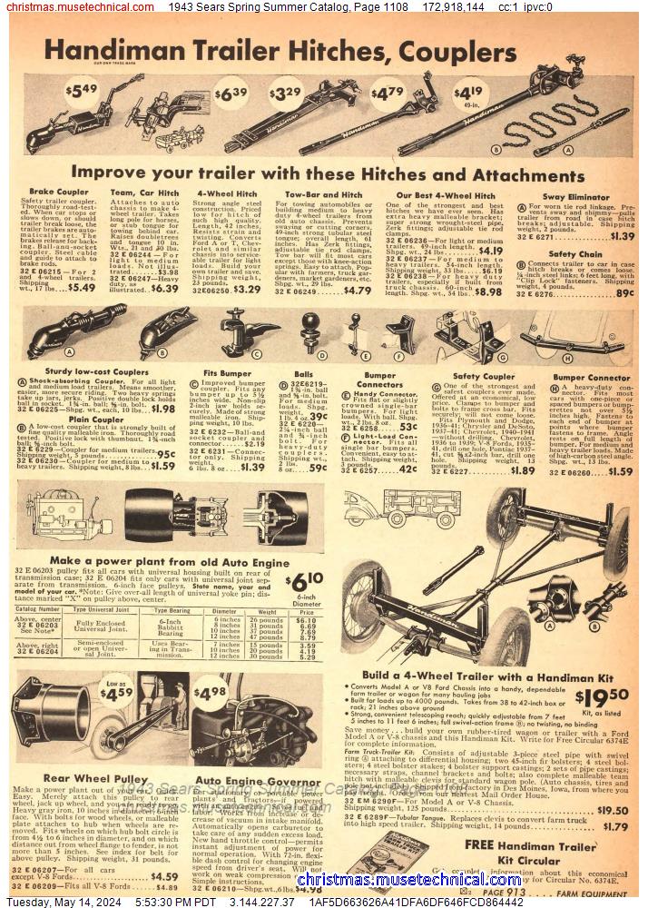 1943 Sears Spring Summer Catalog, Page 1108