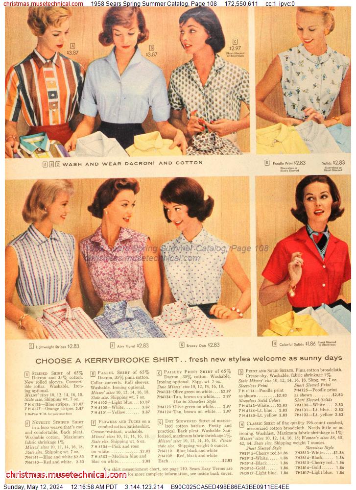 1958 Sears Spring Summer Catalog, Page 108