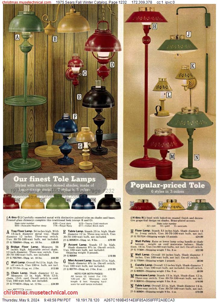 1975 Sears Fall Winter Catalog, Page 1232