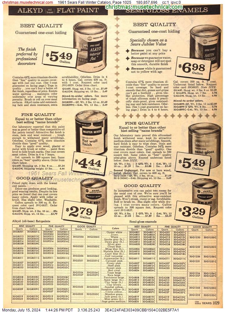 1961 Sears Fall Winter Catalog, Page 1025