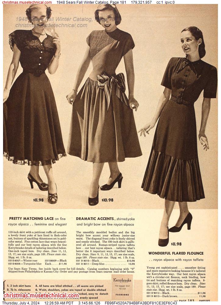 1948 Sears Fall Winter Catalog, Page 181