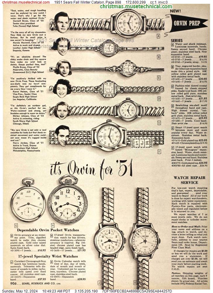 1951 Sears Fall Winter Catalog, Page 898
