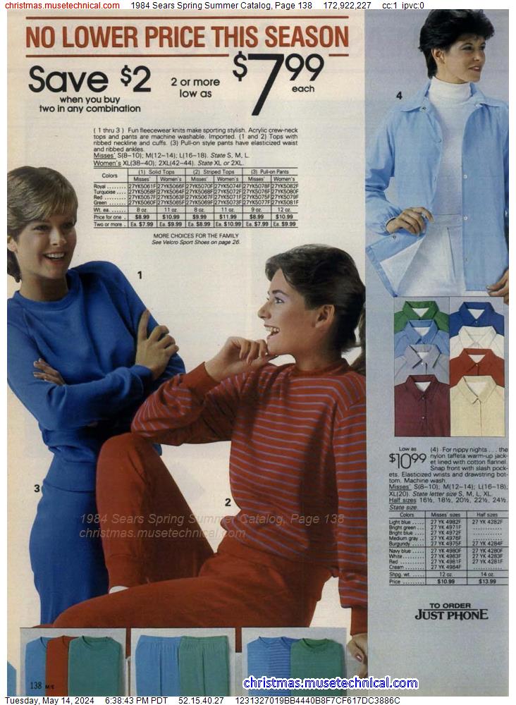 1984 Sears Spring Summer Catalog, Page 138