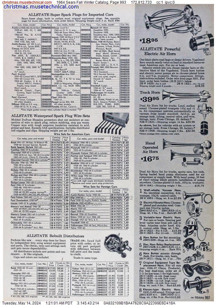 1964 Sears Fall Winter Catalog, Page 993