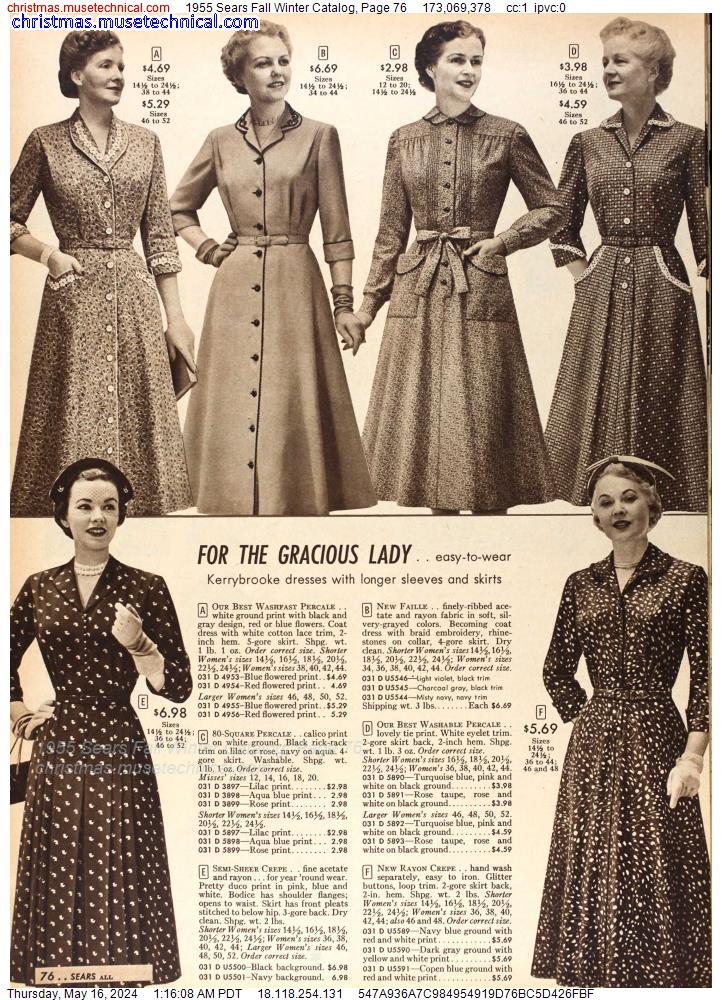 1955 Sears Fall Winter Catalog, Page 76