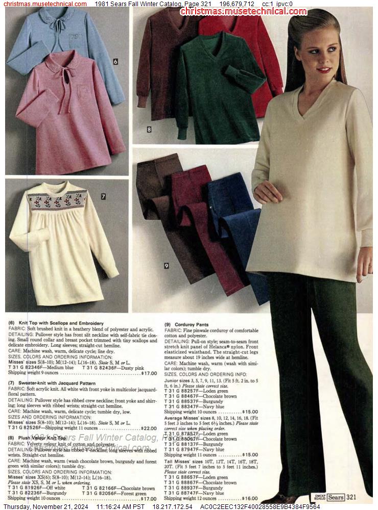 1981 Sears Fall Winter Catalog, Page 321