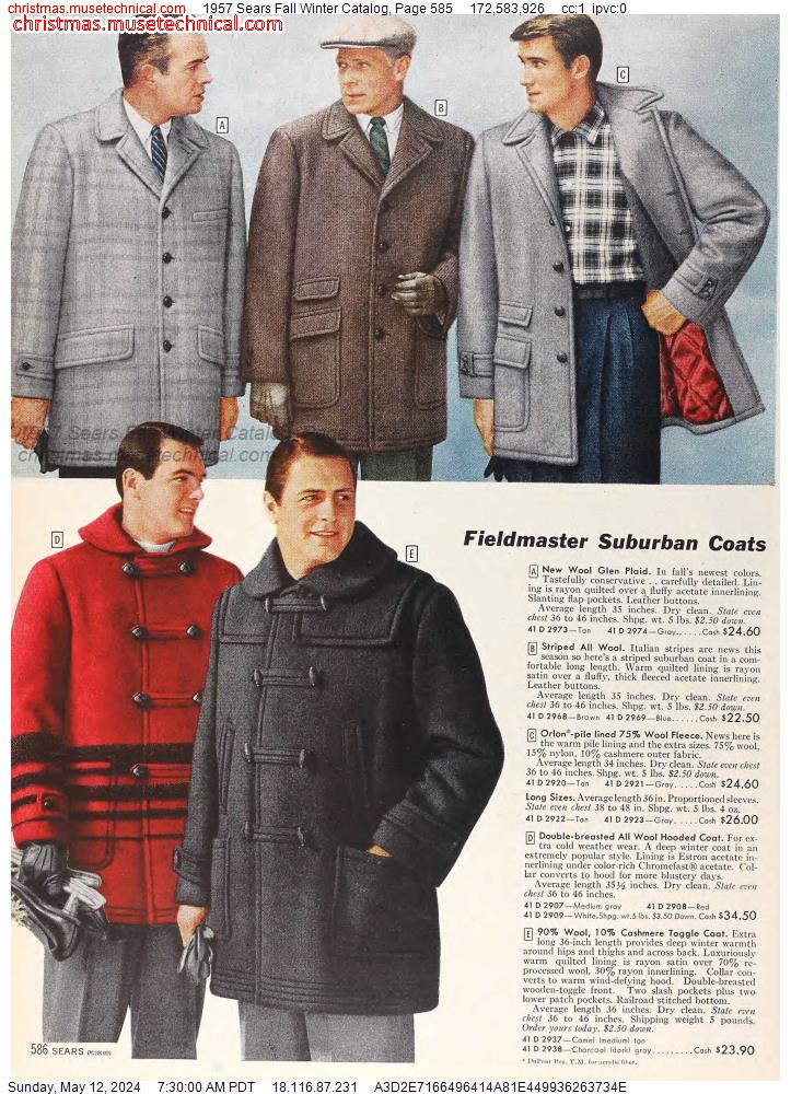 1957 Sears Fall Winter Catalog, Page 585