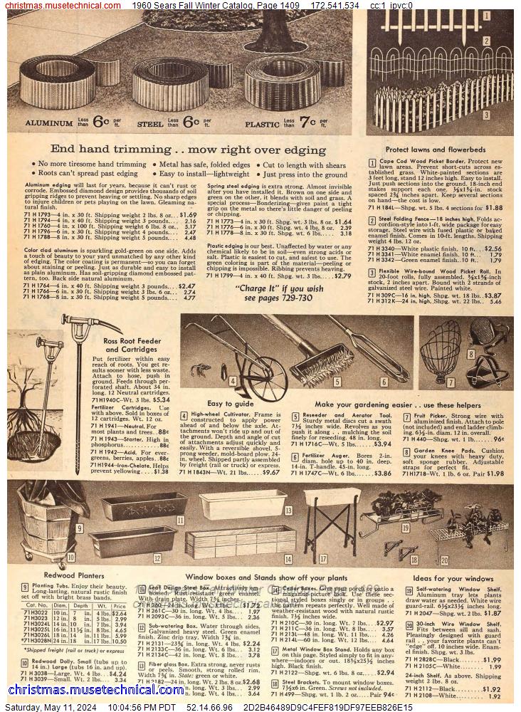 1960 Sears Fall Winter Catalog, Page 1409