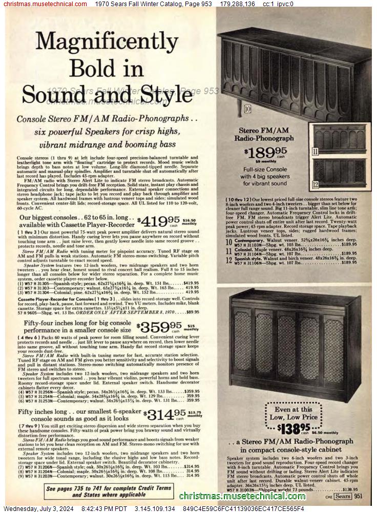 1970 Sears Fall Winter Catalog, Page 953