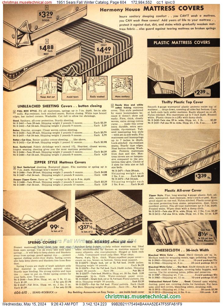 1951 Sears Fall Winter Catalog, Page 604
