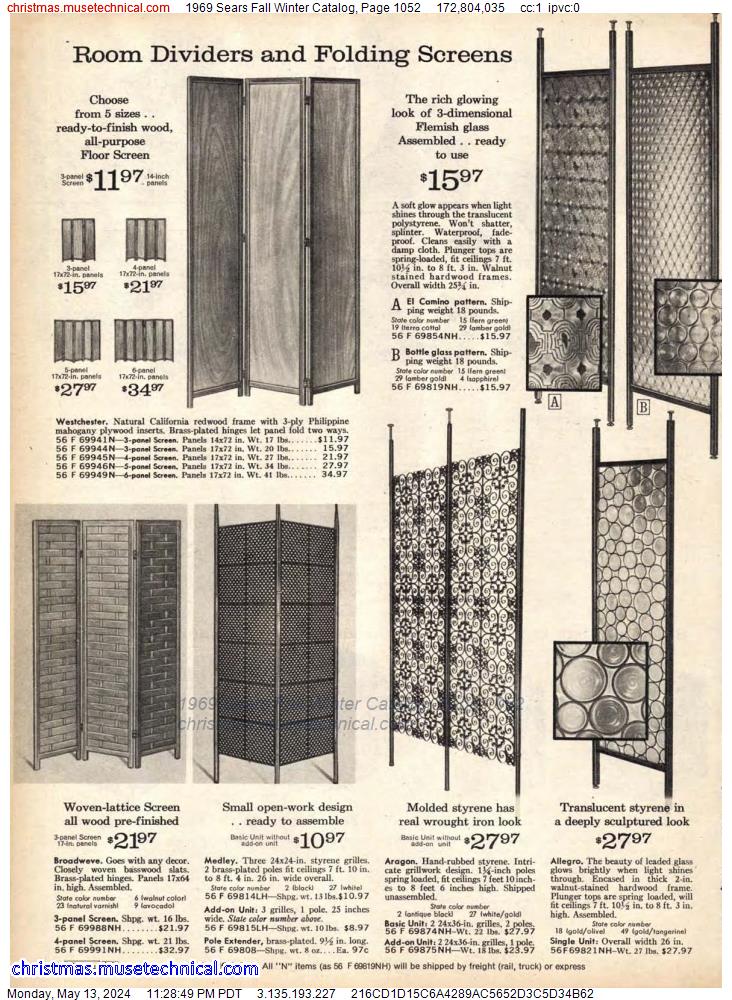 1969 Sears Fall Winter Catalog, Page 1052