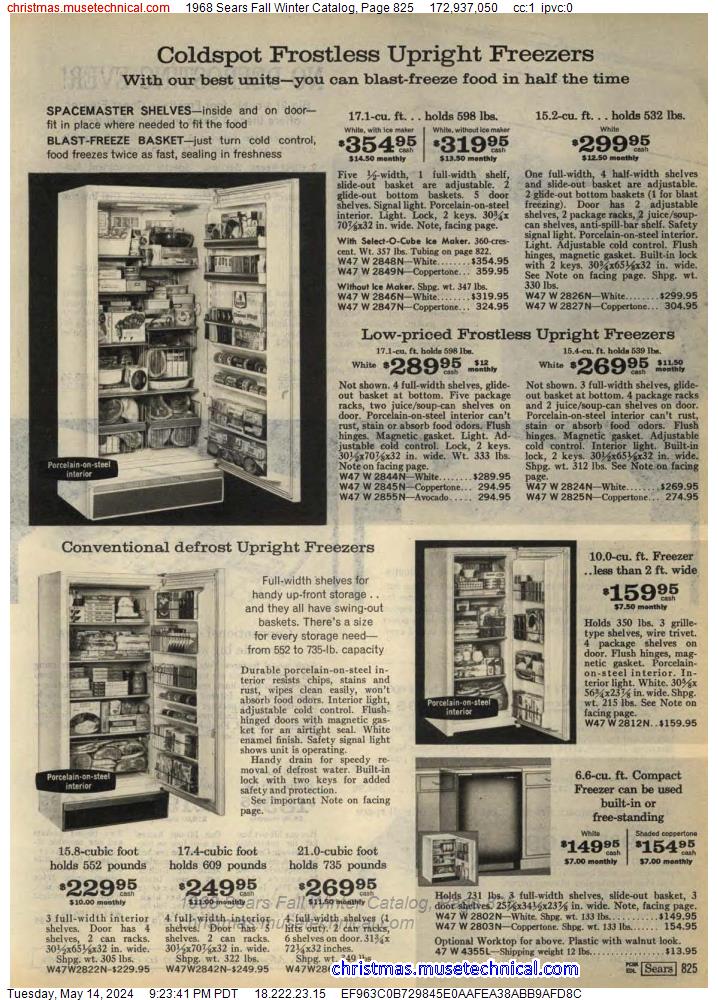 1968 Sears Fall Winter Catalog, Page 825