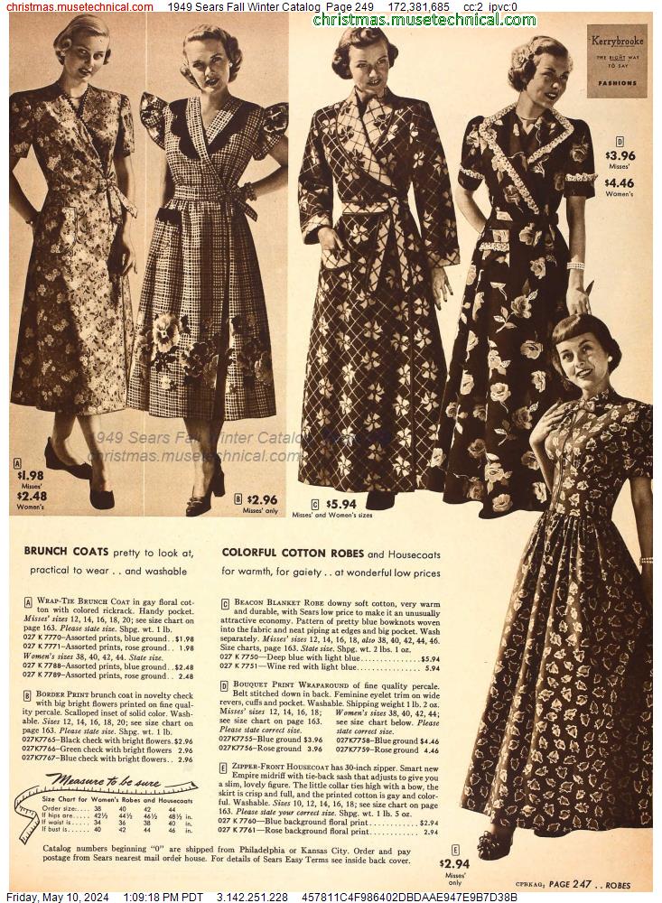 1949 Sears Fall Winter Catalog, Page 249