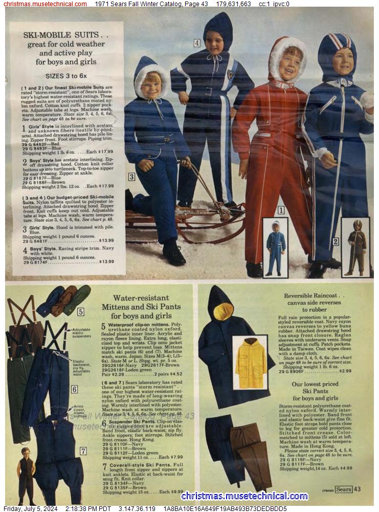 1971 Sears Fall Winter Catalog, Page 43