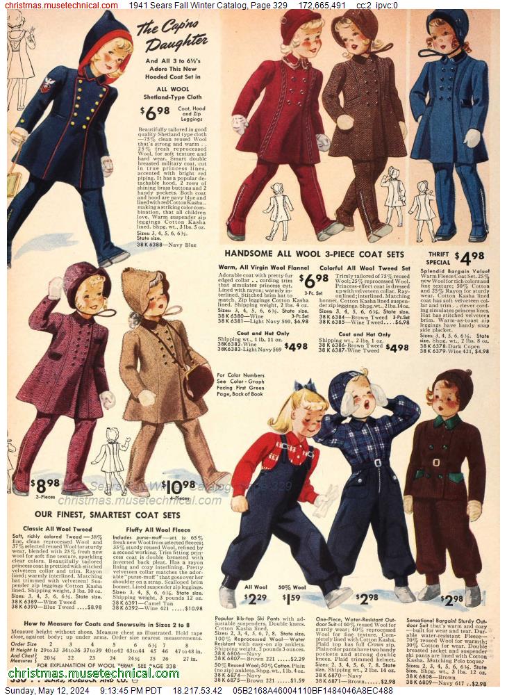 1941 Sears Fall Winter Catalog, Page 329