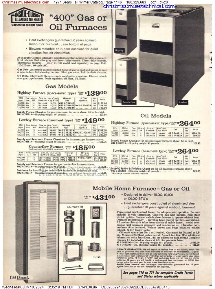 1971 Sears Fall Winter Catalog, Page 1146