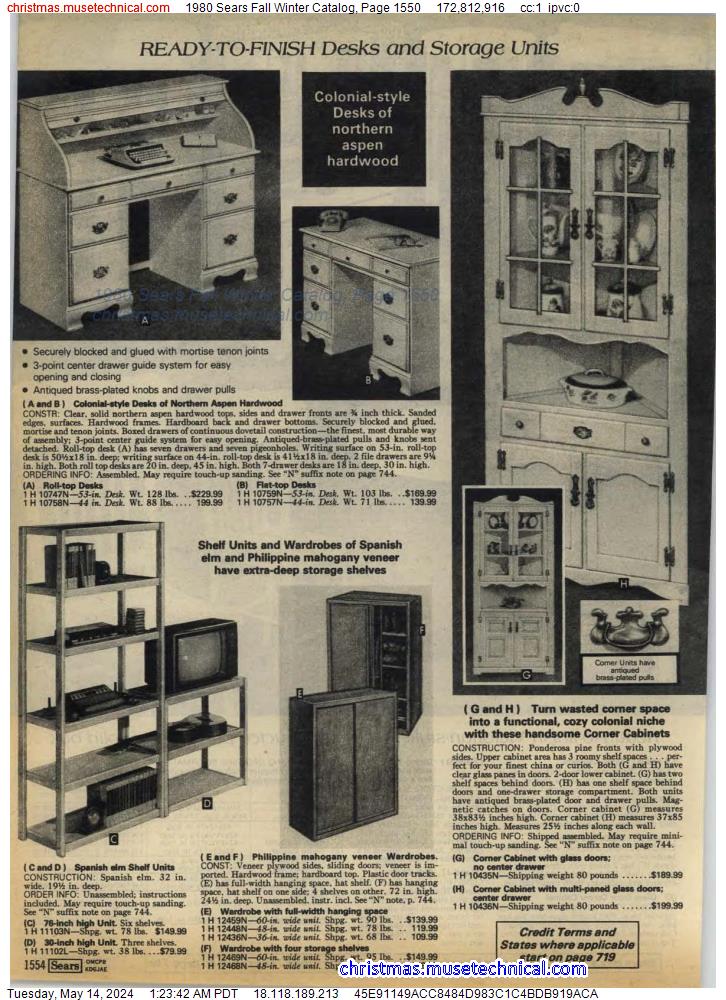 1980 Sears Fall Winter Catalog, Page 1550