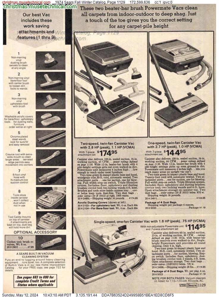1974 Sears Fall Winter Catalog, Page 1129