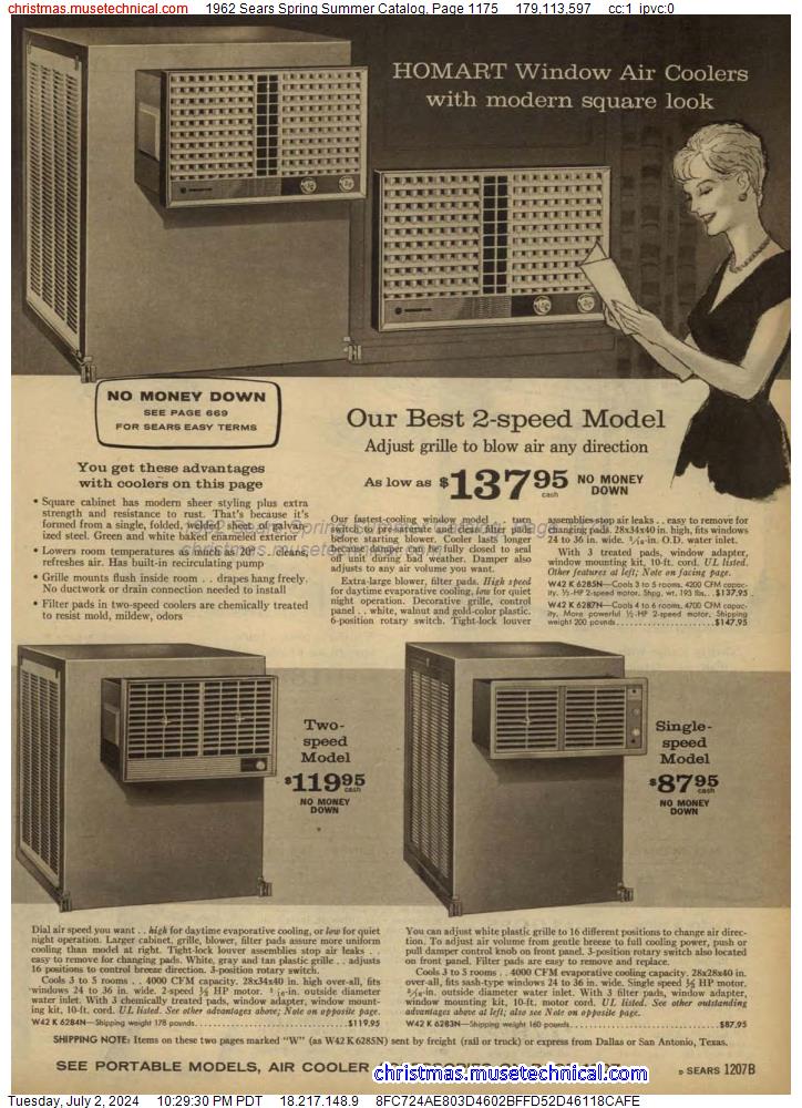 1962 Sears Spring Summer Catalog, Page 1175