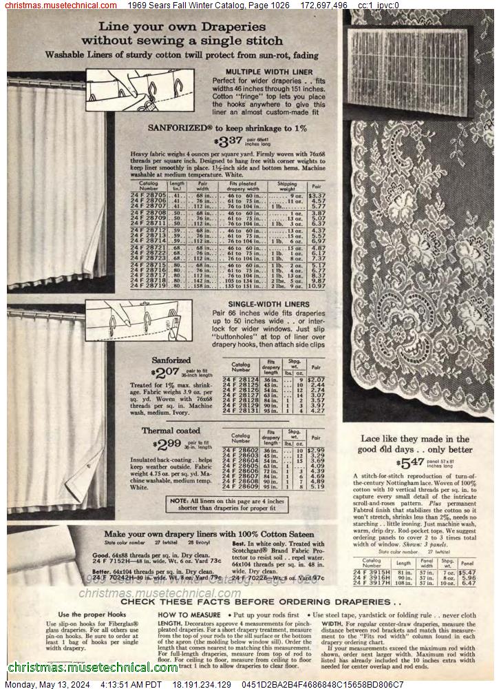 1969 Sears Fall Winter Catalog, Page 1026